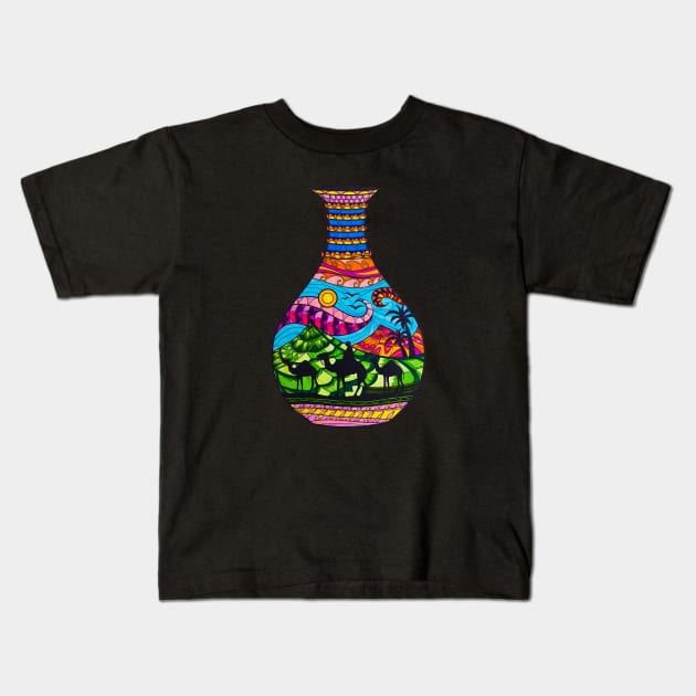 Psychedelic Sand Bottle Kids T-Shirt by Bododobird